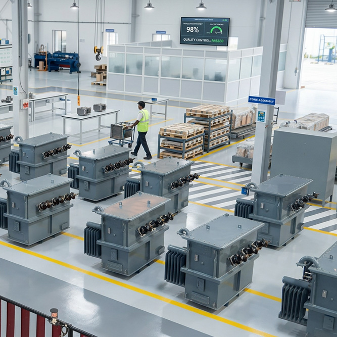 Trinity Cleantech manufacturing facility and transformer product range, Telangana India